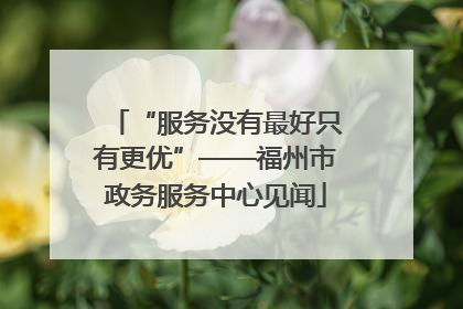 “服务没有最好只有更优”——福州市政务服务中心见闻