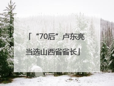 “70后”卢东亮当选山西省省长