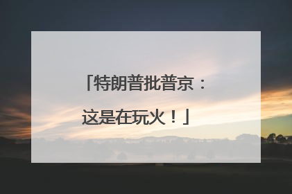 特朗普批普京：这是在玩火！