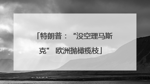 特朗普：“没空理马斯克” 欧洲抛橄榄枝
