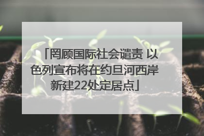 罔顾国际社会谴责 以色列宣布将在约旦河西岸新建22处定居点