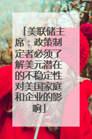 美联储主席：政策制定者必须了解美元潜在的不稳定性对美国家庭和企业的影响