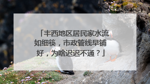 丰西地区居民家水流如细筷，市政管线早铺好，为啥迟迟不通？