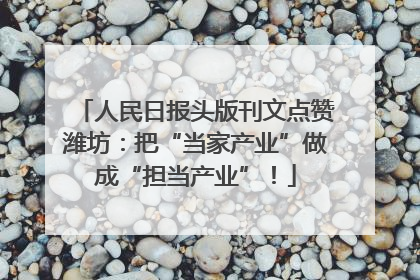 人民日报头版刊文点赞潍坊：把“当家产业”做成“担当产业”！