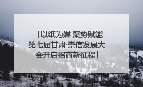 以纸为媒 聚势赋能 第七届甘肃·崇信发展大会开启招商新征程