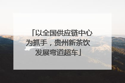 以全国供应链中心为抓手，贵州新茶饮发展弯道超车