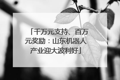 千万元支持、百万元奖励：山东机器人产业迎大波利好