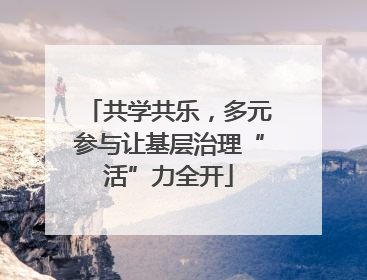 共学共乐，多元参与让基层治理“活”力全开