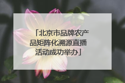 北京市品牌农产品矩阵化溯源直播活动成功举办