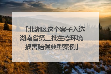 北湖区这个案子入选湖南省第三批生态环境损害赔偿典型案例