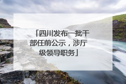 四川发布一批干部任前公示，涉厅级领导职务