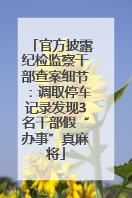 官方披露纪检监察干部查案细节：调取停车记录发现3名干部假“办事”真麻将