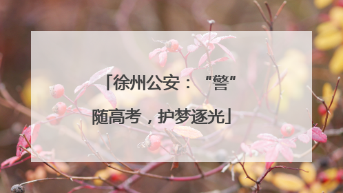 徐州公安：“警”随高考，护梦逐光