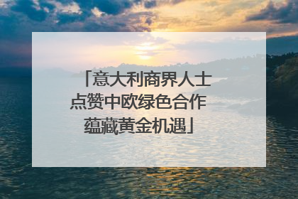 意大利商界人士点赞中欧绿色合作蕴藏黄金机遇