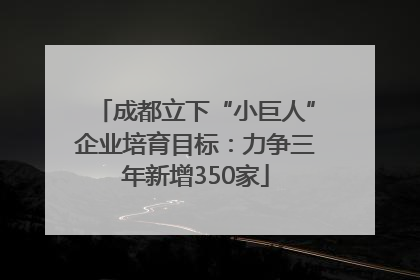 成都立下“小巨人”企业培育目标：力争三年新增350家
