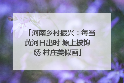 河南乡村振兴：每当黄河日出时 塬上披锦绣 村庄美似画