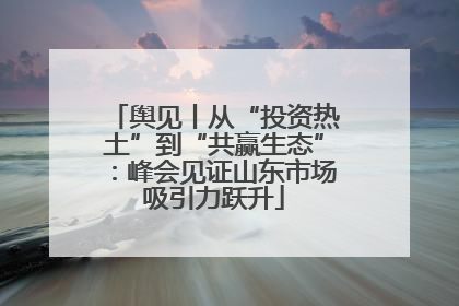 舆见丨从“投资热土”到“共赢生态”：峰会见证山东市场吸引力跃升