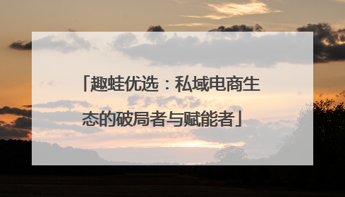 趣蛙优选：私域电商生态的破局者与赋能者