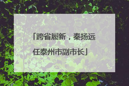 跨省履新，秦扬远任泰州市副市长