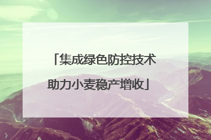 集成绿色防控技术助力小麦稳产增收