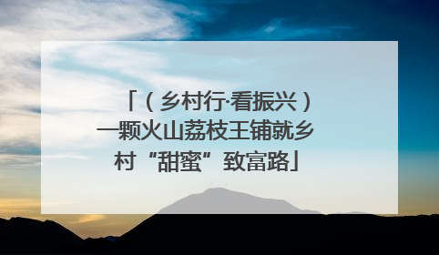 （乡村行·看振兴）一颗火山荔枝王铺就乡村“甜蜜”致富路