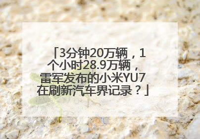 3分钟20万辆，1个小时28.9万辆，雷军发布的小米YU7在刷新汽车界记录？