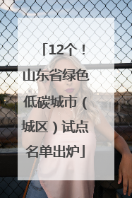 12个！山东省绿色低碳城市（城区）试点名单出炉
