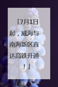 7月1日起，威海与南海新区直达高铁开通！